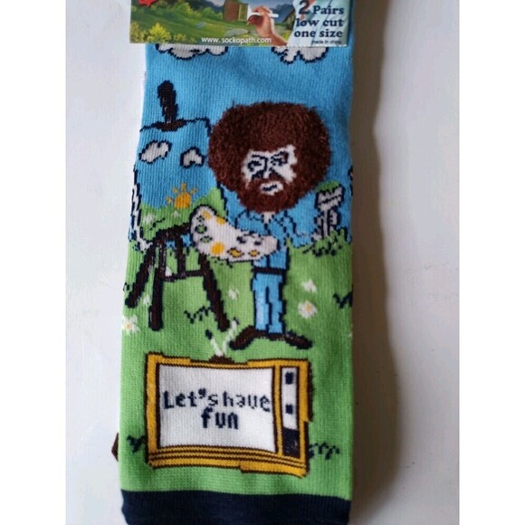 Bob Ross Low Cut Socks Men's 8-12 Multicolored 2 Pair - Picture 2 of 6